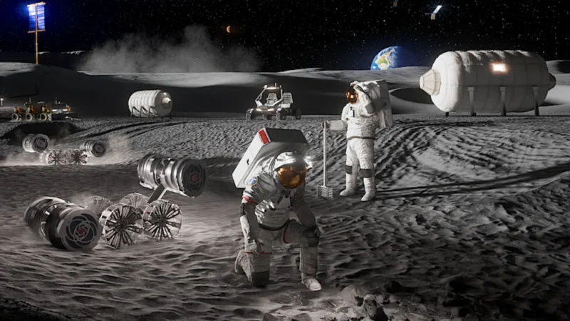 NASA lunar base concept on the moon surface